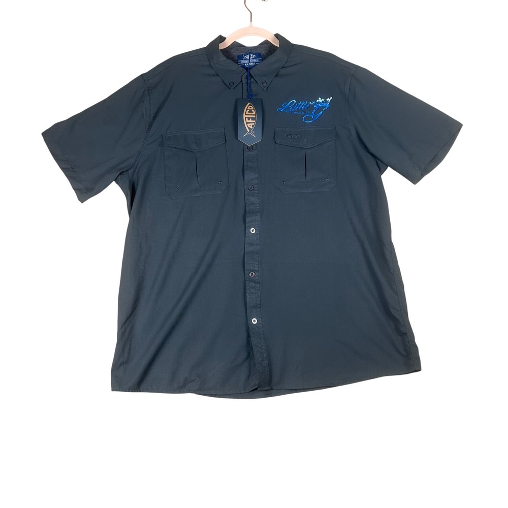 AFTCO Rangle Mens XL Charcoal Gray Fishing Shirt Little G Charters M45108 NWT